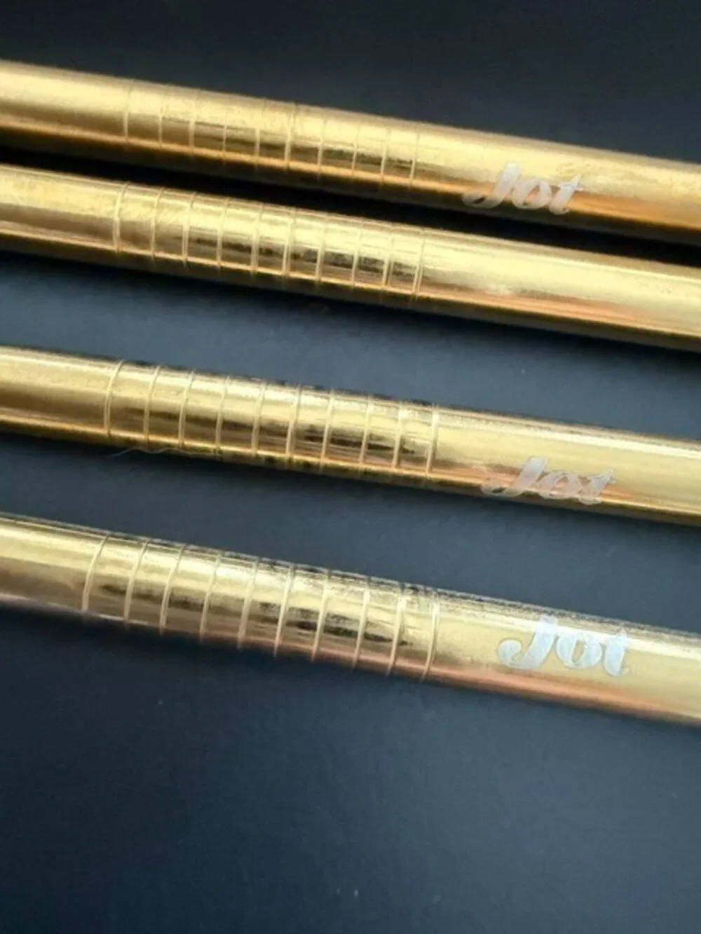 Jot Coffee Gold Metal Straw Set Stir Sip Savor Reusable 4 pack Pouch Bundle New